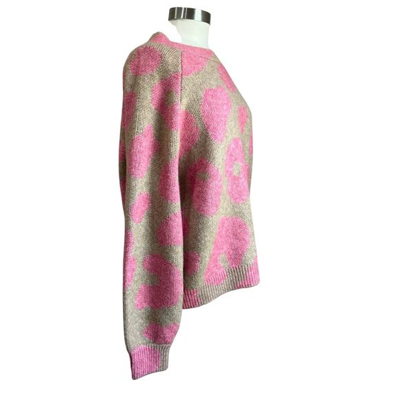Lou & Grey Leopard Pink & Tan Wool Blend Heavy Sweater Size Large - Picture 2 of 9
